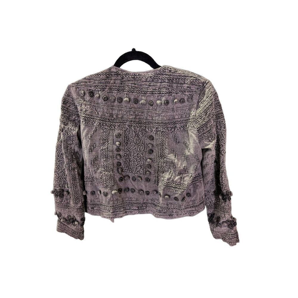 Zara Basix Black Bolero Jacket Embroider Women's Medium - Picture 2 of 5